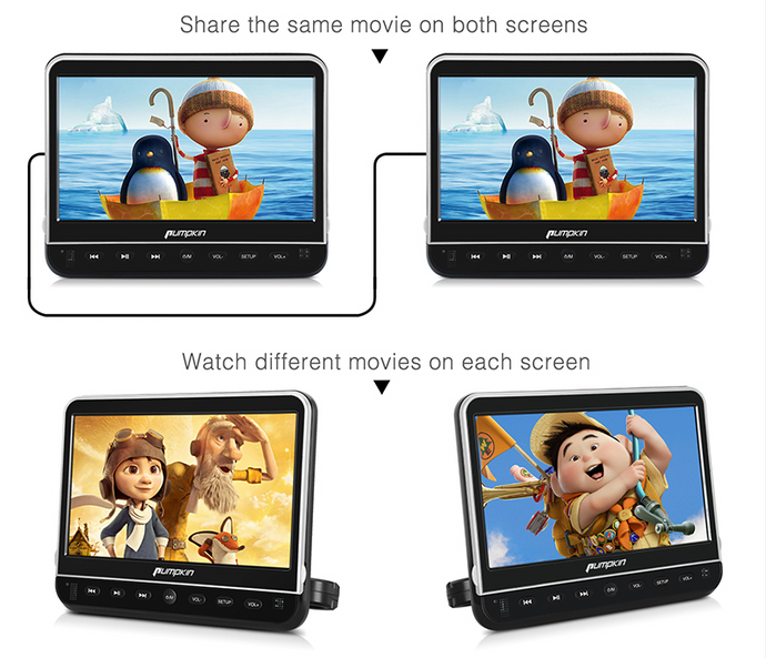 The difference between dual screen portable DVD player and twin DVD player