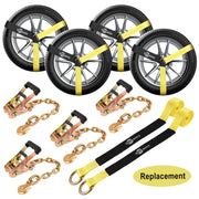 6 × Tie Down Straps Tire straps and 4 Solid Ratchet Straps with 16" Heavy Duty Chain & Snap Hooks - Autojoy