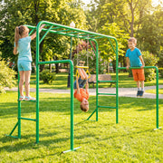 Outdoor Monkey Bar Set for Kids with Gymnastics Bars & Trapeze Swing, 3-in-1 Playset