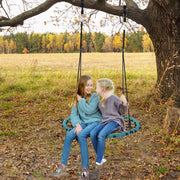 750lbs 40“ Spider Web Saucer Tree Swing for Kids Adults, Outdoor Net Swing with Steel Frame and 2 Hanging Straps