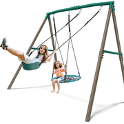 7.5FT Outdoor Swing Sets for Kids and Adults with Spider Swing and Belt Swing
