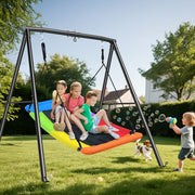 440lbs Heavy Duty A-Frame Metal Stand with 60" Large Platform Swing for Outdoor Playground Park