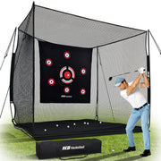 Golf Hitting Cage, 10x8x6ft Golf Practice Net with Target Cloth & Carry Bag, Heavy-Duty Golf Training Net for Backyard, Indoor & Outdoor