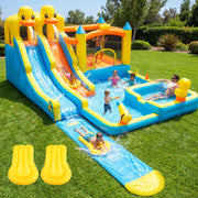 10-in-1 Inflatable Water Park Bounce House with Double Slides & Blower for Kids Backyard Fun