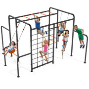 7-in-1 Outdoor Climbing Playset with Swing, Monkey Bars & Net – 550 lb Capacity Backyard Gym for Kids