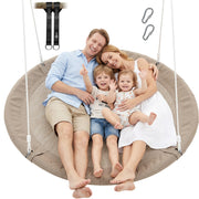 60" Large Saucer Tree Swing for Kids Adults 900D Oxford Waterproof with 2pcs Hanging Straps