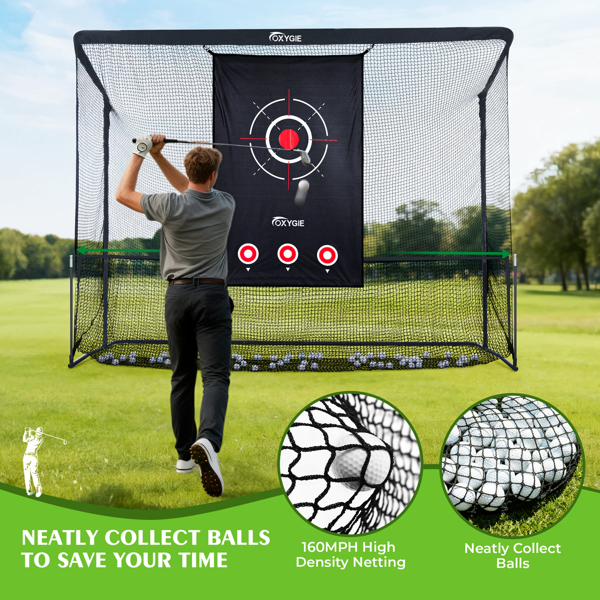 10x7.5ft Heavy Duty Golf Practice Hitting Net with Target Cloth