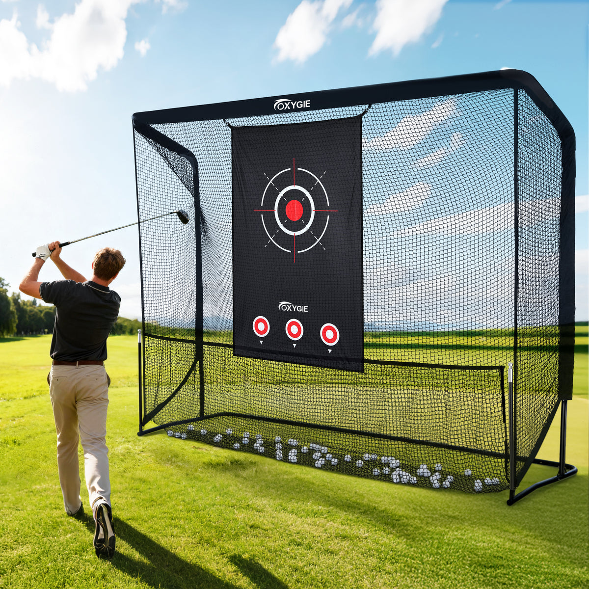 10x7.5ft Heavy Duty Golf Practice Hitting Net with Target Cloth