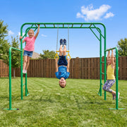 Outdoor Monkey Bar Set for Kids with Gymnastics Bars & Trapeze Swing, 3-in-1 Playset