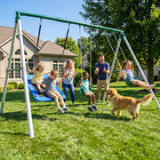 AB0402C - 660lbs 7.3FT Tall Large Metal Outdoor Swing Set for Big Kids with 3 Swing Seats
