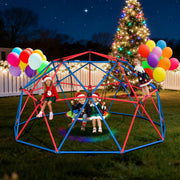 10FT Climbing Dome with LED Saucer Swing for Kids Outdoor Backyard