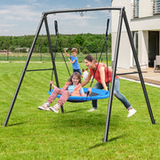 440LBS Metal Swing Set with 40" Saucer Swing for Kids and Adult