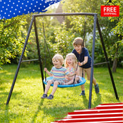 440LBS Metal Swing Set with 40" Saucer Swing for Kids and Adult
