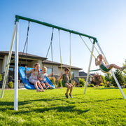7.3ft Tall Heavy Duty Swing Set, 3 Swings Metal Swing Sets for Backyard, Big Kids Playset for Playground Outdoor