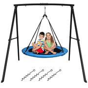 440lbs Metal A-Frame Swing Set with Blue Saucer Swing Seat - Autojoy