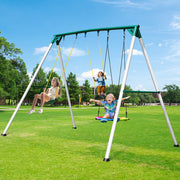 9.5' Heavy Duty Tall Swing Sets for Backyard for Kids and Adults with Saucer Swing, 2 Belt Swings
