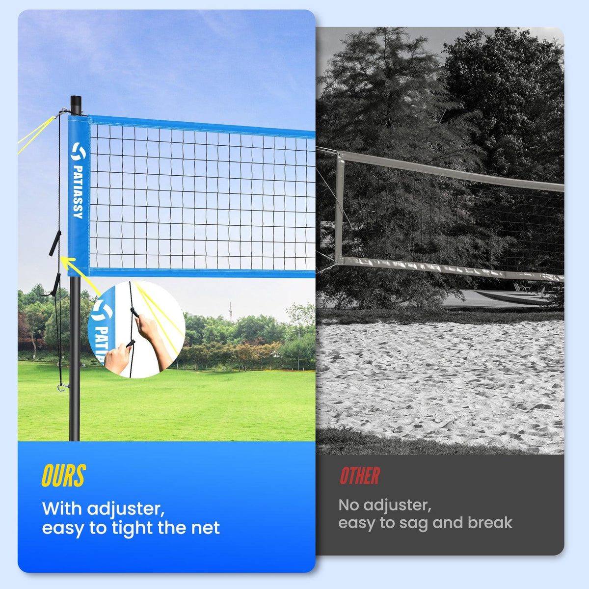Patiassy Professional Volleyball Net Outdoor, Portable Volleyball Set for Backyard Autojoy