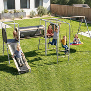 metal swing set with slide