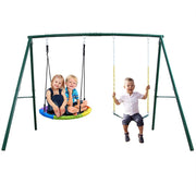 440lbs Metal Frame Double Swing with Textliene Saucer Swing and Belt Swing - Autojoy