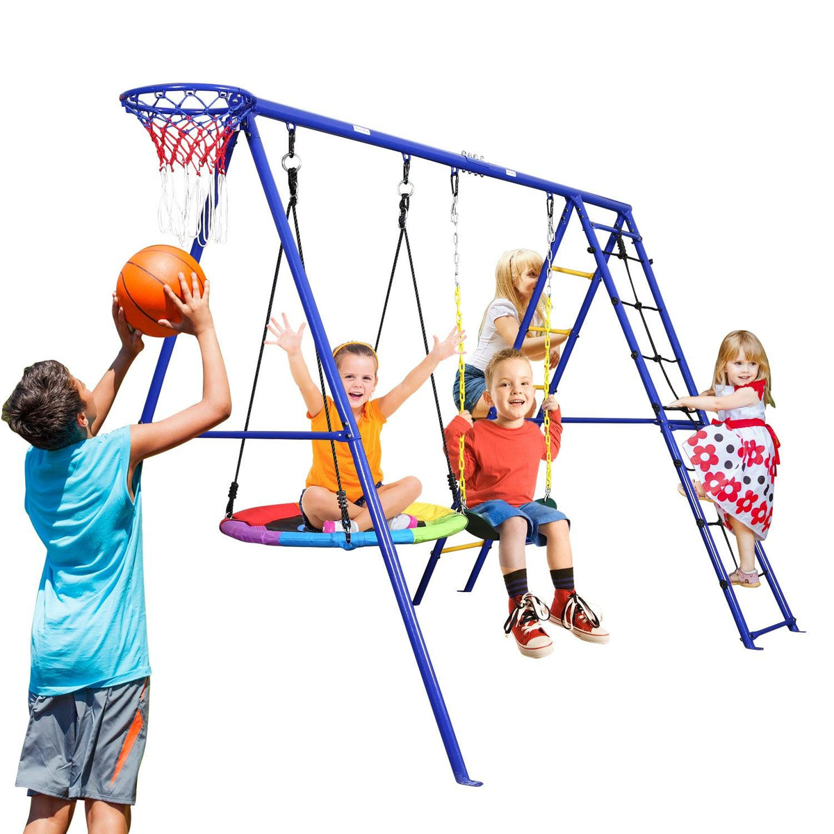Outdoor Metal Swing Set for Kids with 440lbs Weight Capacity – Autojoy