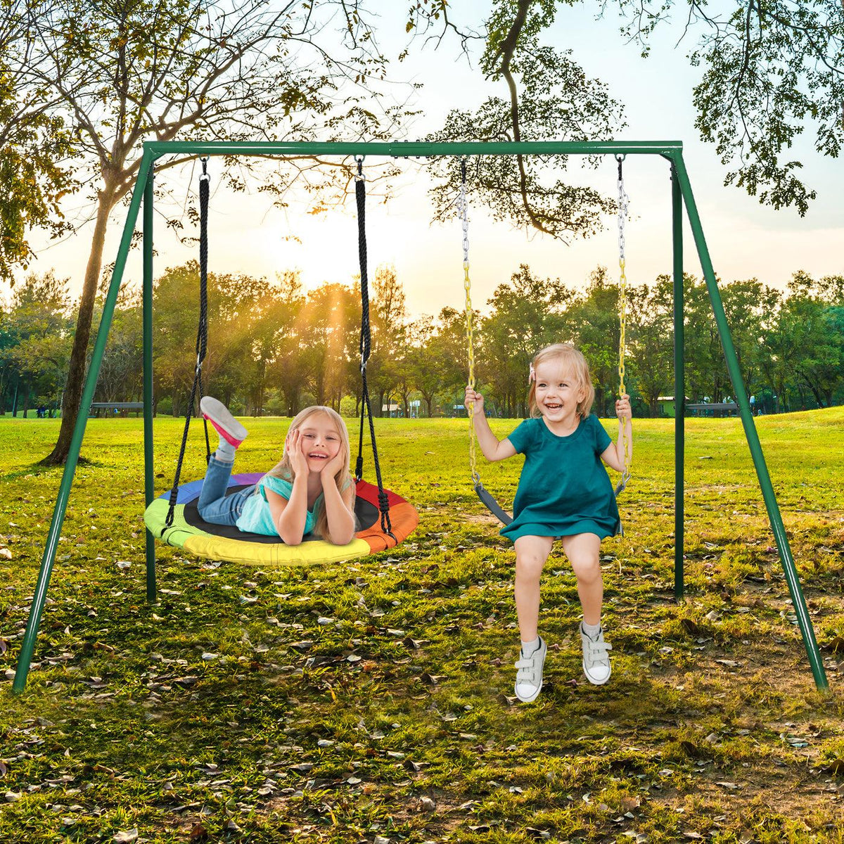 Heavy Duty A-Frame Swing Set for Garten Outdoor Playground – Autojoy