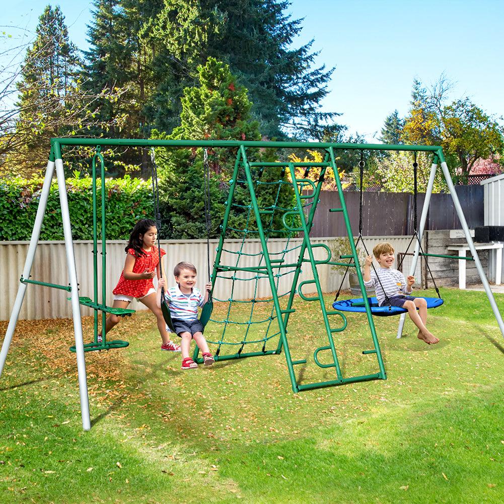 700LBS outdoor metal swing sets create a happy family backyard Autojoy