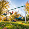 7.3 FT Tall Metal Swing Set for Kids & Family, 3-Seat Backyard Swing Set with 45" Platform Swing, 660 LB Heavy-Duty Steel Frame
