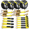 4x Sets Axle Straps Car Hauler Trailer Auto Tie Down Ratchet Tire Tow Straps Kit - Autojoy