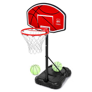 Poolside Basketball Hoop with Light 45''-59'' Adjustable Height Swimming Pool Basketball Hoop Goal System with 2 Balls and Pump