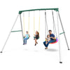 Hapfan 9.5' Heavy Duty Tall Swing Sets for Backyard for Kids and Adults with Saucer Swing, 2 Belt Swings