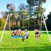 AB0402C - 660lbs 7.3FT Tall Large Metal Outdoor Swing Set for Big Kids with 3 Swing Seats