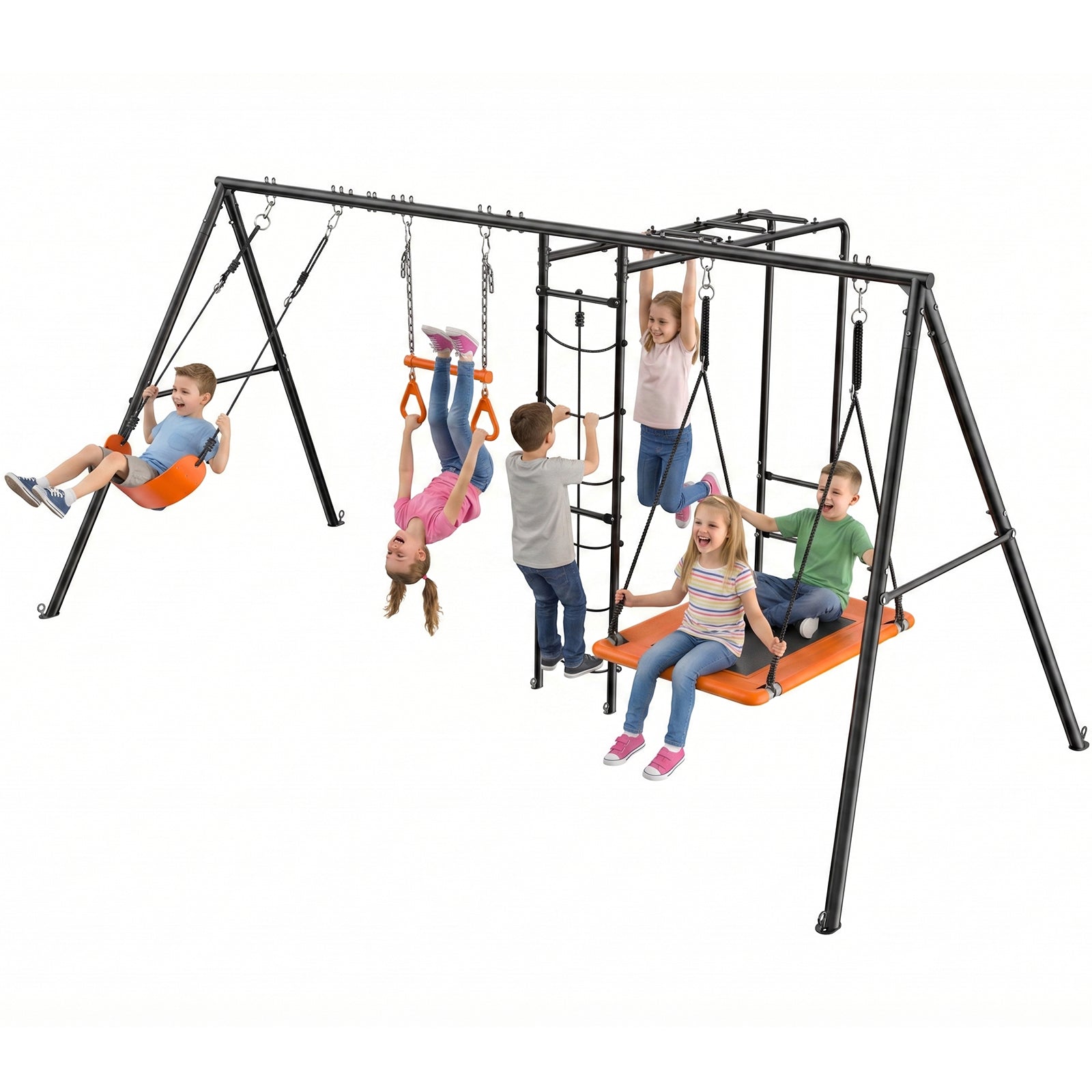700LBS outdoor metal swing sets create a happy family backyard