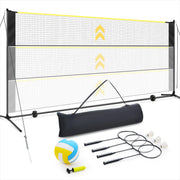 17FT Adjustable Height Portable Tennis Volleyball Badminton Net Set w/ Ball, Bag