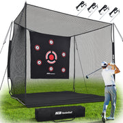 Golf Hitting Cage, 10x8x6ft Golf Practice Net with Target Cloth & Carry Bag, Heavy-Duty Golf Training Net for Backyard, Indoor & Outdoor