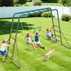 5 in 1 Heavy Duty Metal Swing Set with Monkey Bars and 3 Swings for Backyard