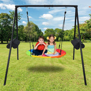440lbs A-Frame Outdoor Swing Set With with 40 Inch Saucer Tree Swing, Swivel, Sandbag (Rainbow)
