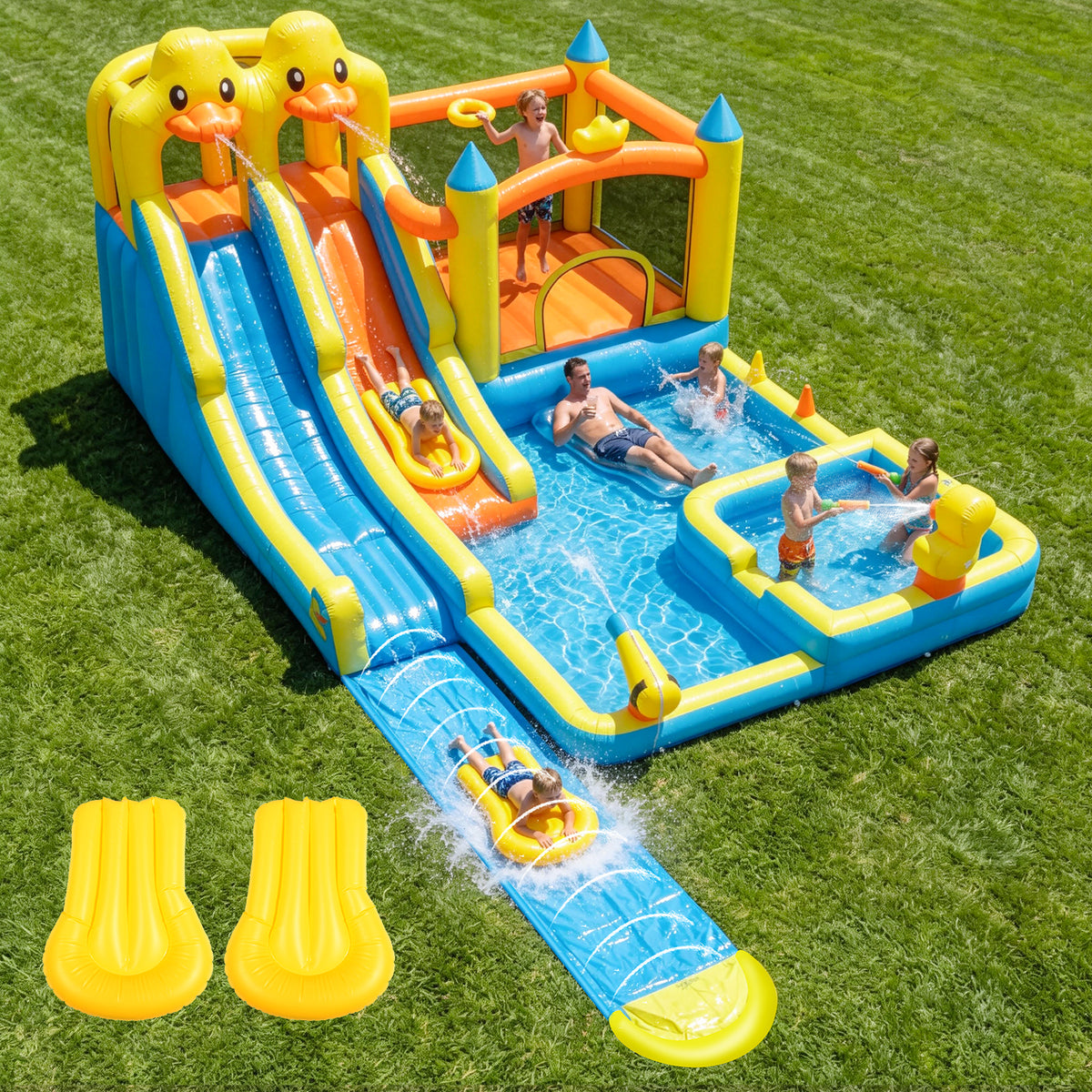 10-in-1 Inflatable Water Park with Slide & Pool – Kids Bounce House ...
