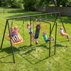 700LBS 5 In 1 Metal Playground Sets for Backyard with Belt Swing, Platform Swing,Monkey Bar,Climbing Net