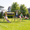 660lbs Swing Set with Slide,Crawl Tunnel and Monkey Bars for Backyard,6 in 1 Metal Swingset Outdoor for Kids Aged 3-12