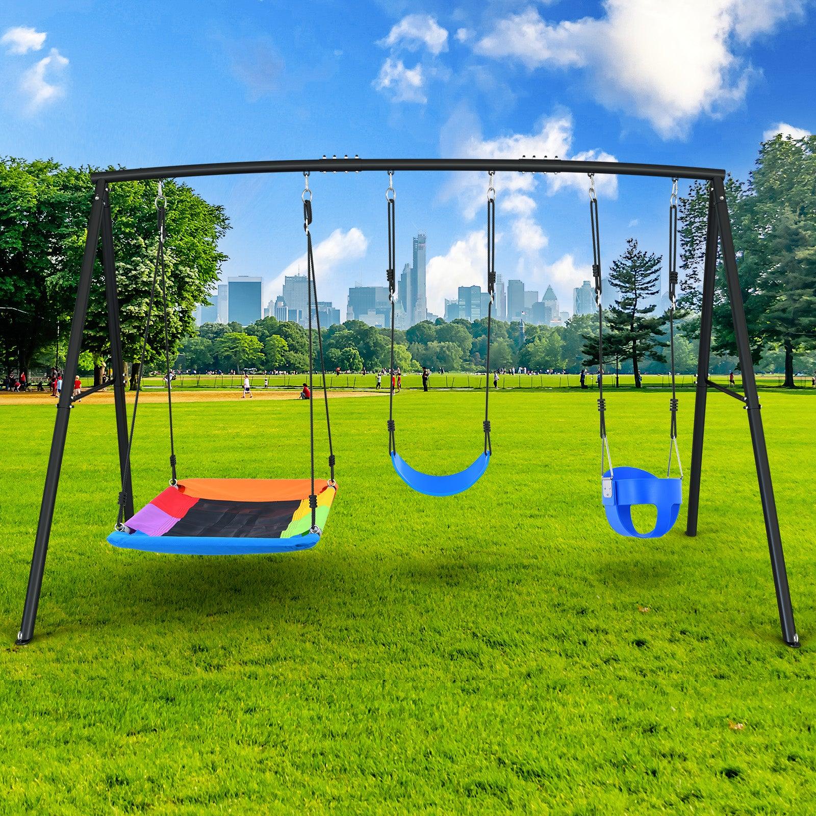 Modify Swing Set AB0802C - 440lbs metal swing sets with three swing seats for kids – Autojoy