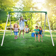 7.3ft Tall Heavy Duty Swing Set, 3 Swings Metal Swing Sets for Backyard, Big Kids Playset for Playground Outdoor