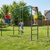 3-in 1 Heavy Duty Metal Monkey Bars Playground Set with Trapeze Swing & Gymnastic Bars for Kids Backyard