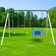 DR0535C - 600lbs Large Metal Frame Outdoor Family Swing Set for Kids and Adults