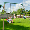 9.5' Tall Heavy-Duty Powder Coated Outdoor Metal Swing Set with 2 Swings and Trapeze