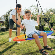 750LBS 40 inch Spider Web Saucer Swing for Kids and Adults-Rainbow