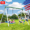 AB0402C - 660lbs 7.3FT Tall Large Metal Outdoor Swing Set for Big Kids with 3 Swing Seats