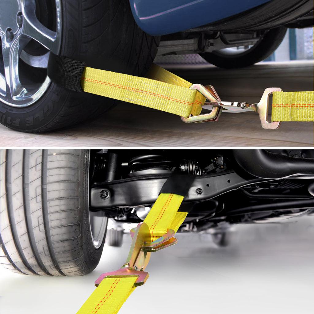 12x Axle Straps Car Hauler Trailer Auto Tie Down Ratchet Tire Tow Stra ...