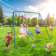440lbs Metal Frame Swing Set with Saucer Swing and Belt Swing