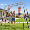 5 in 1 Heavy Duty Metal Swing Set with Monkey Bars and 3 Swings for Backyard