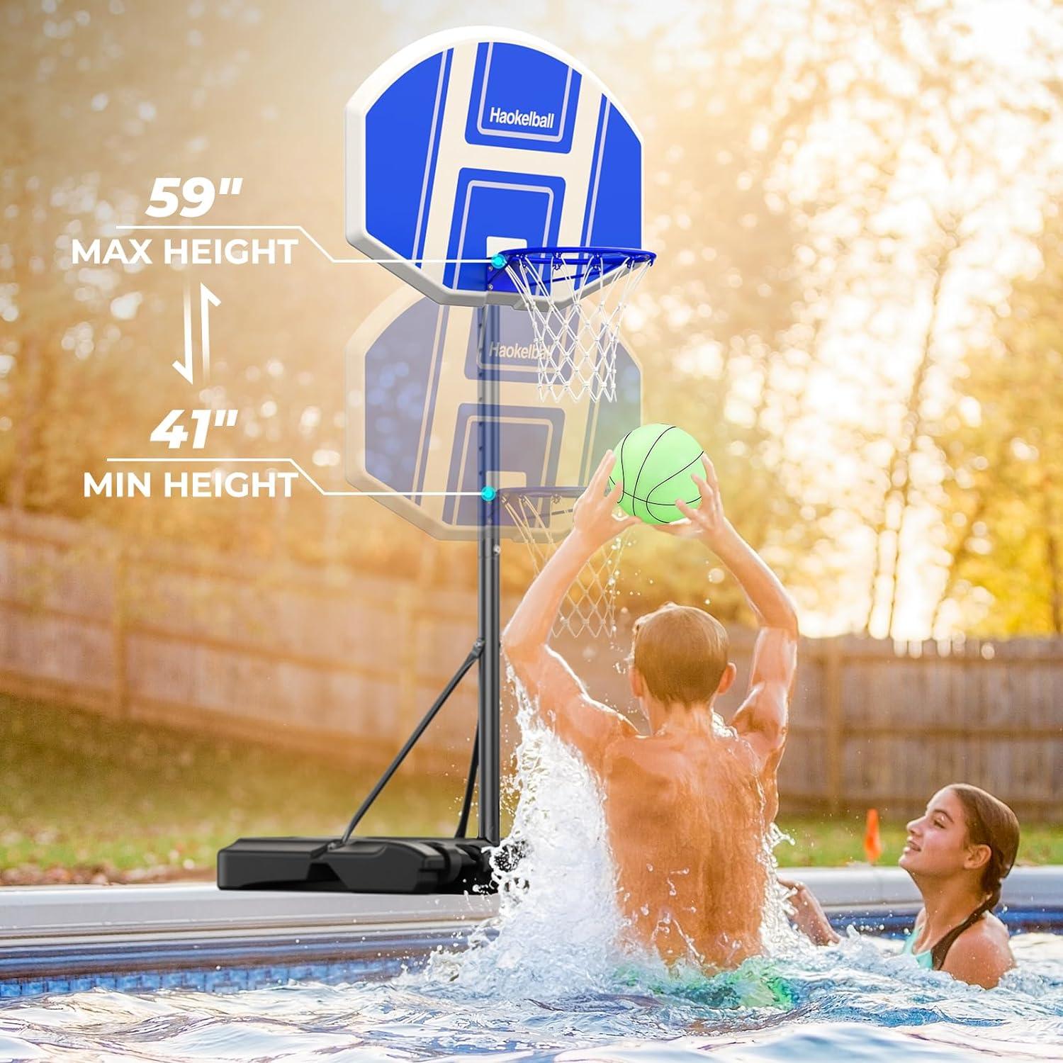 Pool Hoop Poolside Basketball Hoop with Light Adjustable Height 41